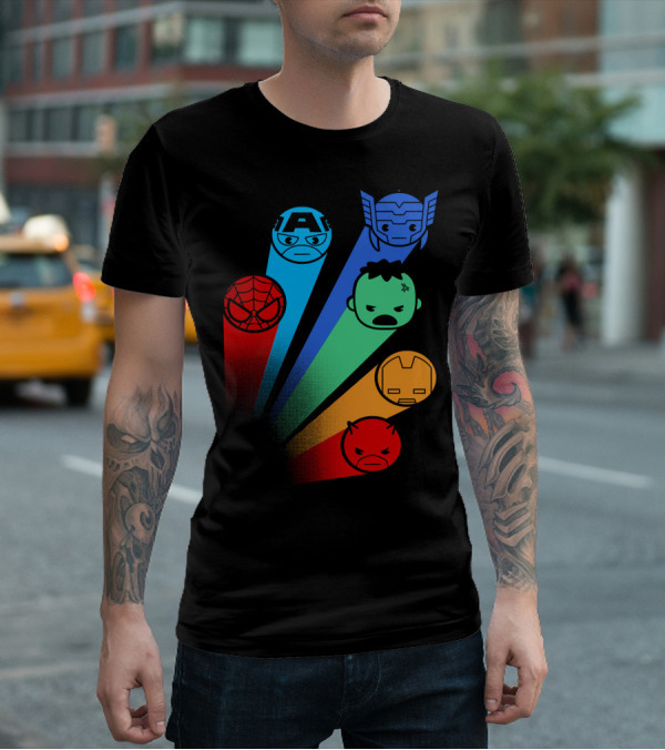 Marvel Avengers Captain America Thor Spider-Man Hulk Iron Man Daredevil Signals T-Shirt