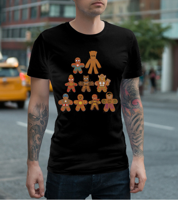 Marvel Avengers Gingerbread Heroes Tree T-Shirt