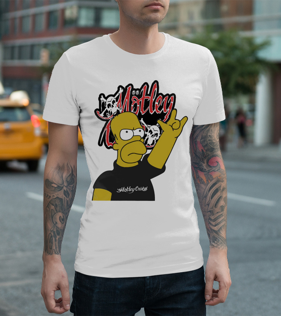 Homer Simpson Motley Crue Rock Salute T-Shirt