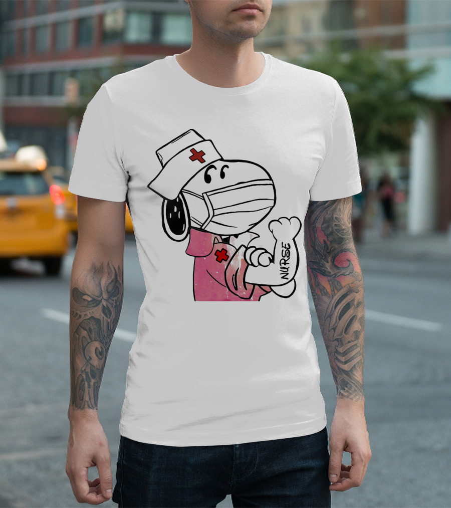 Snoopy Nurse with Arm Tattoo Showing Strength T-Shirt