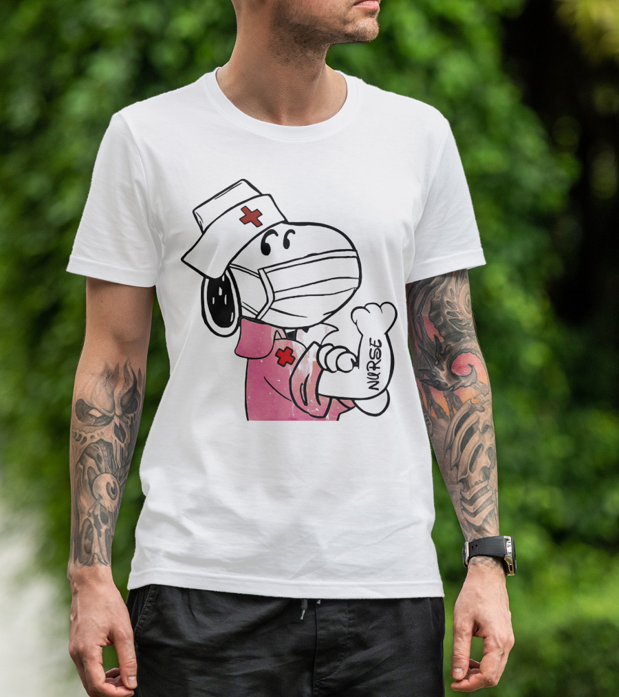 Snoopy Nurse With Arm Tattoo Showing Strength T-Shirt
