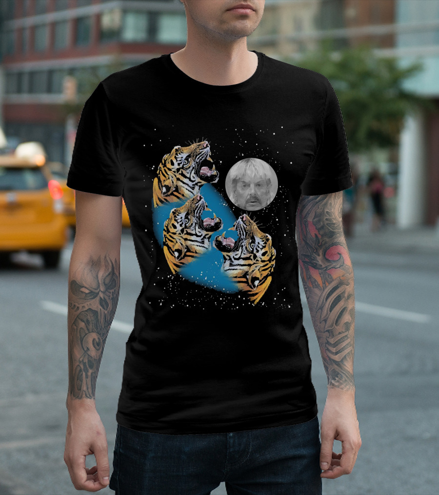 Joe Exotic Moon Three Tiger King Roaring Tiger Ladies T-Shirt