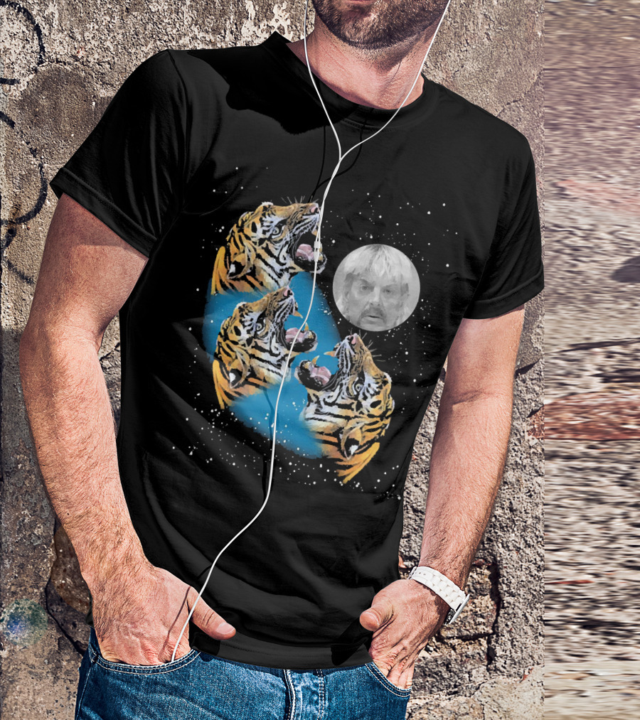 Joe Exotic Moon Three Tiger King Roaring Tiger Ladies T-Shirt