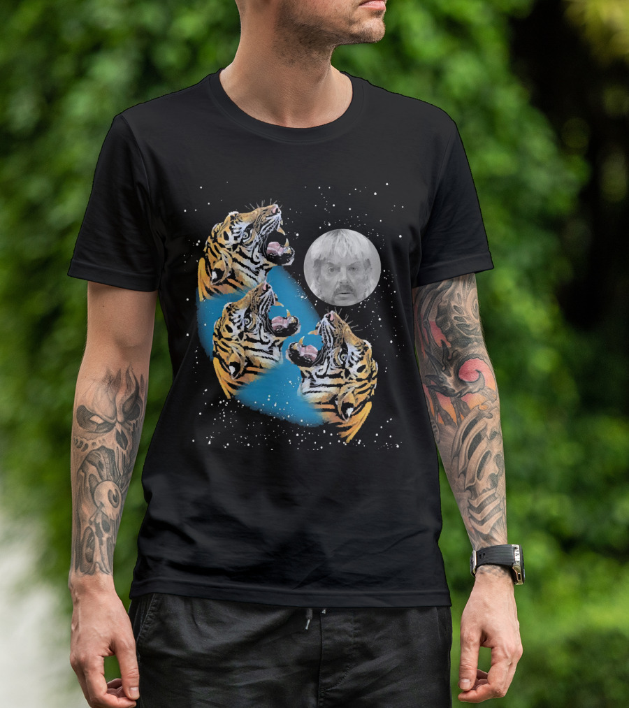 Joe Exotic Moon Three Tiger King Roaring Tiger Ladies T-Shirt
