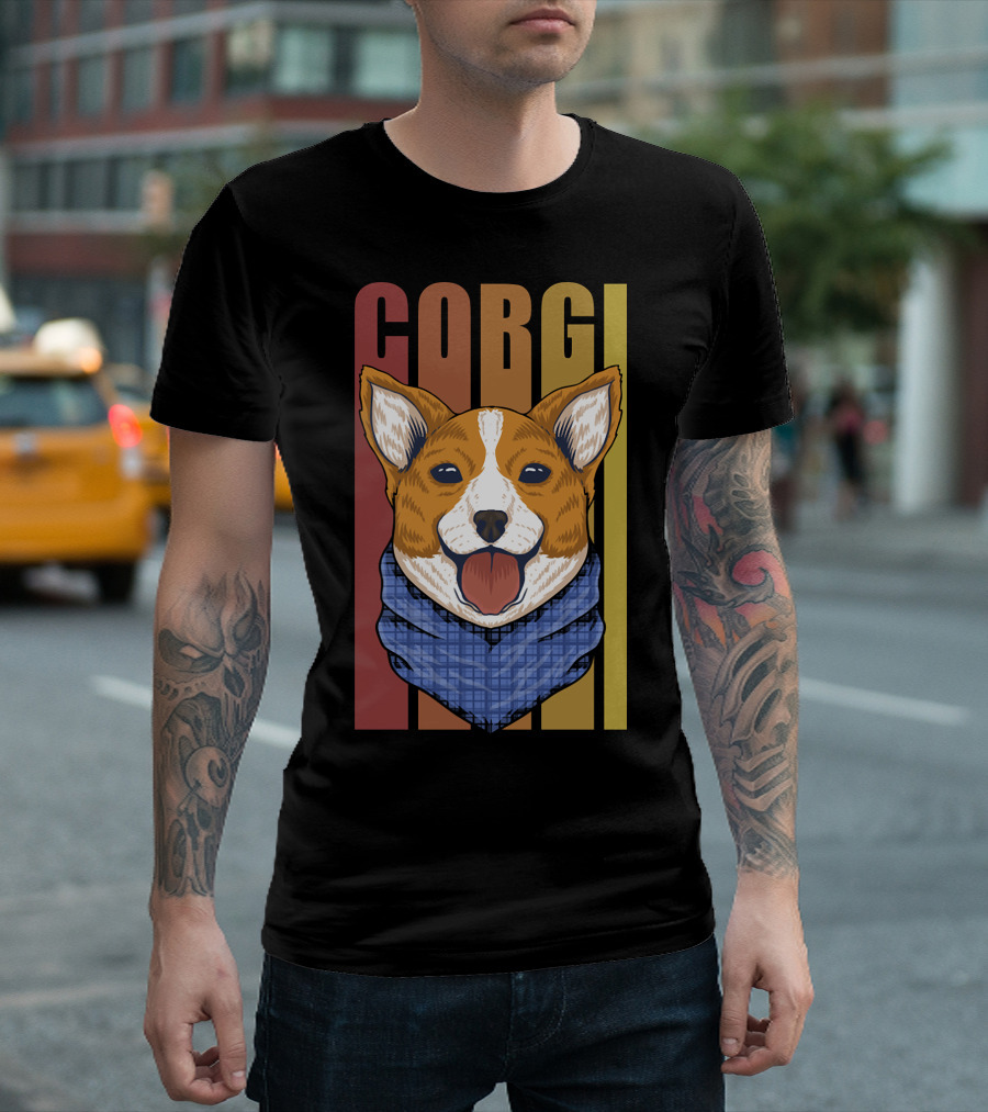 Corgi Dog Bandana Retro 158 T-Shirt