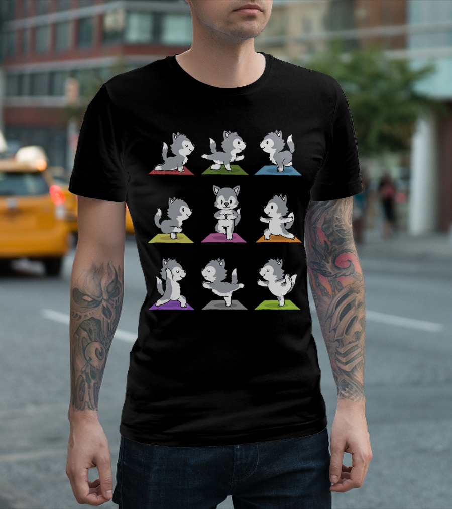 Husky Yoga Poses Funny Husky 234 Playful Meditation T-Shirt