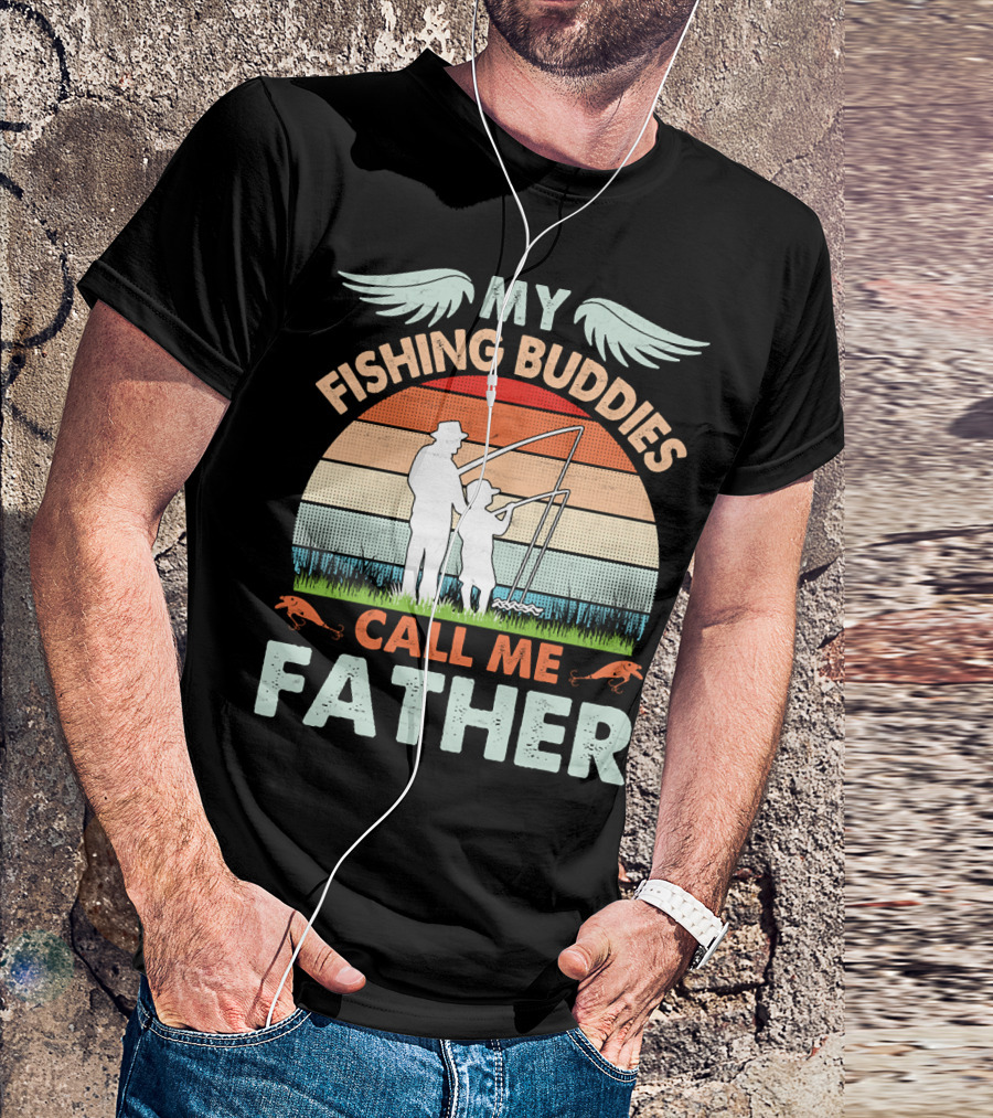 My Fishing Buddies Call Me Father Retro Sunset T-Shirt