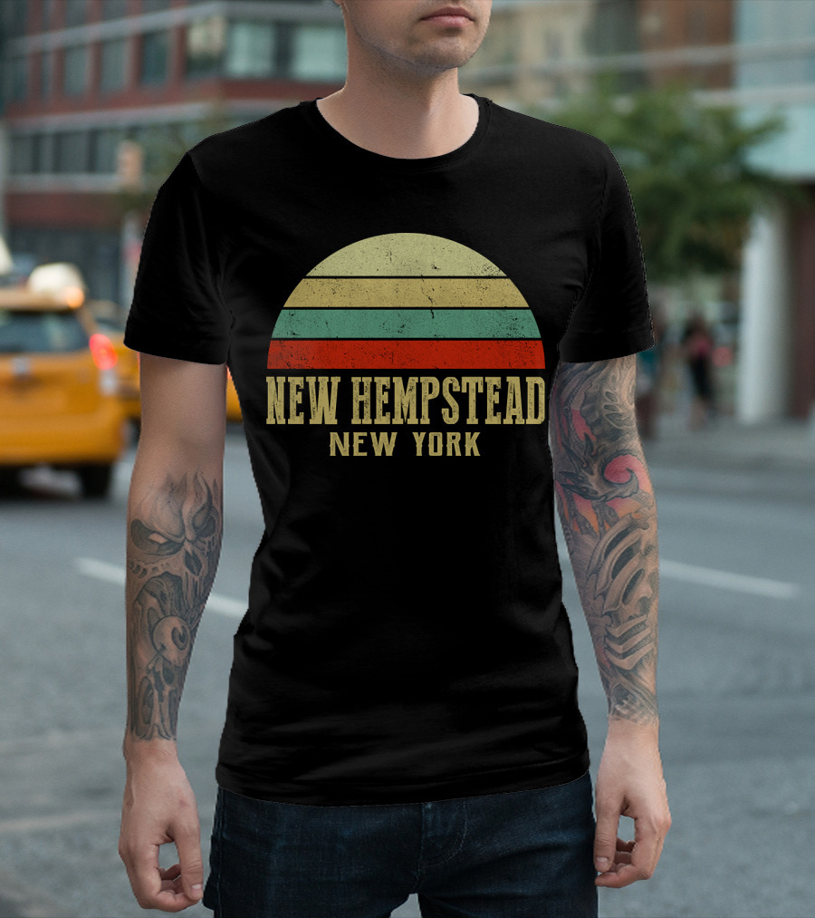 NEW HEMPSTEAD NEW YORK Vintage Retro Sunset Stripes T-Shirt