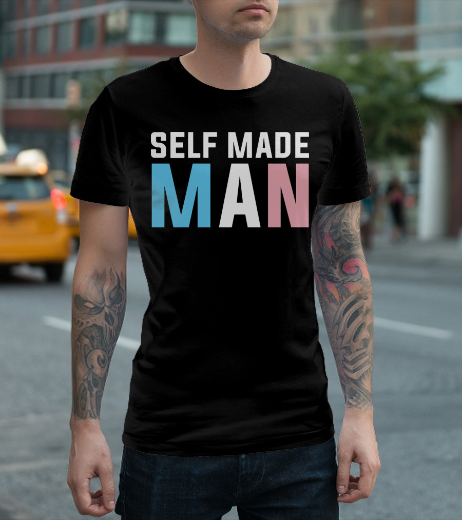 Self Made Man Transgender Pride Blue Pink White T-Shirt