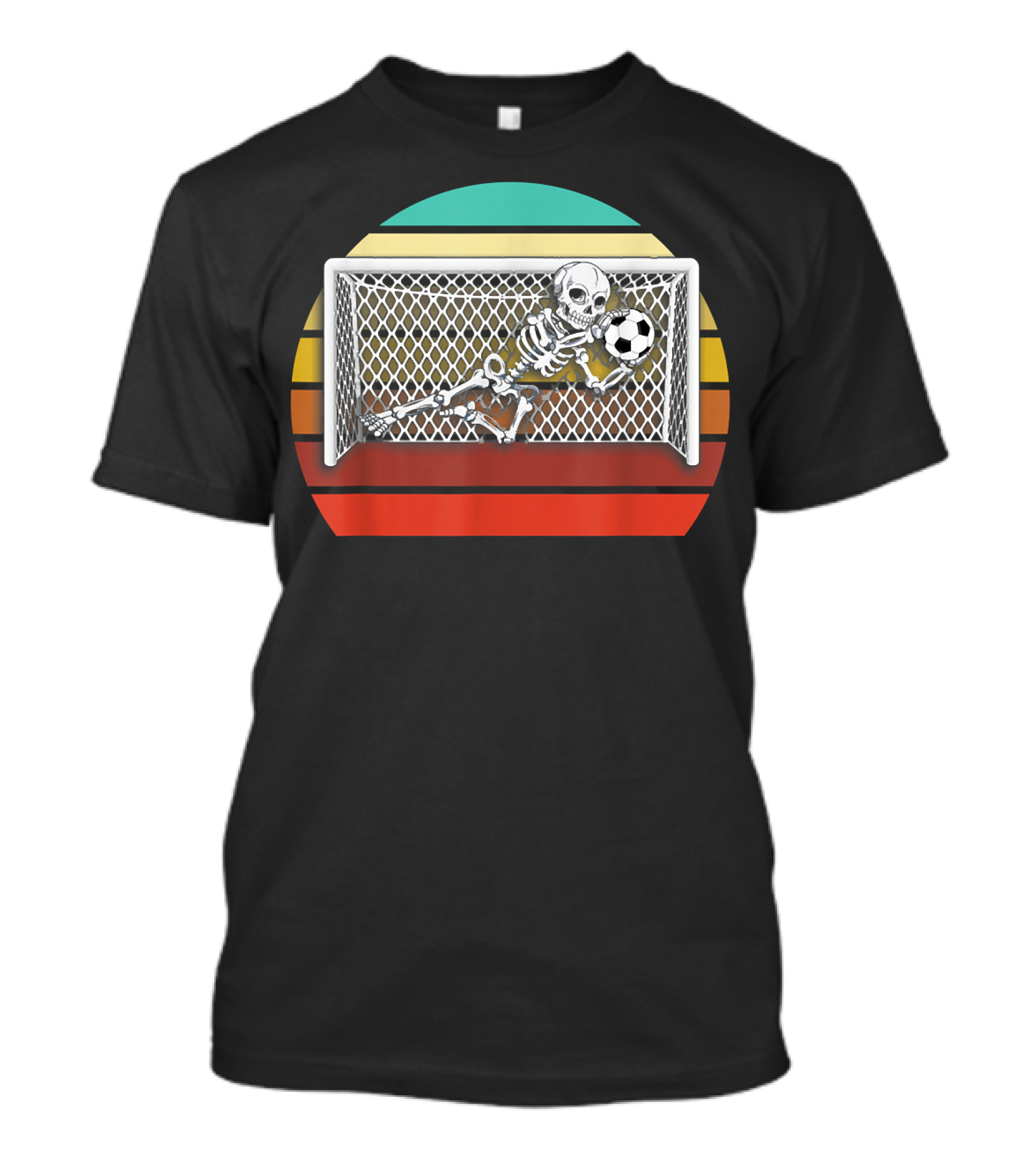 Retro Skeleton Soccer Goalkeeper Halloween Goalie Save 161 T-Shirt