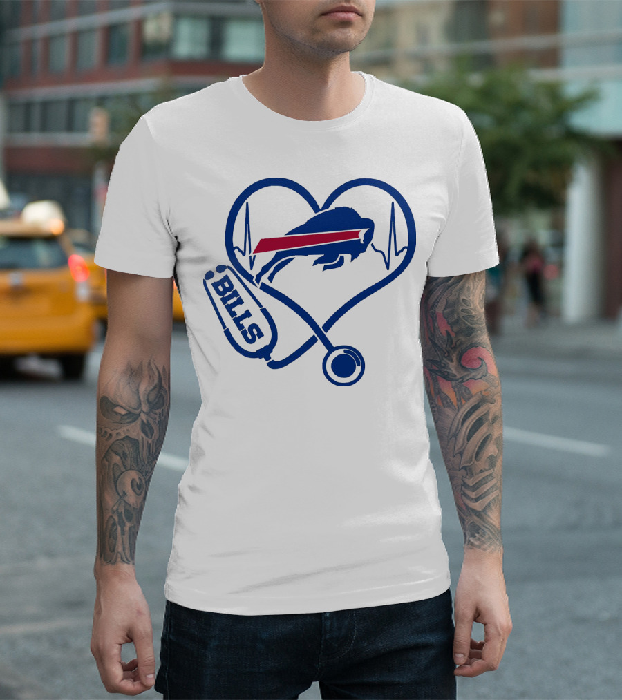 Buffalo Bills Stethoscope Heartbeat T-Shirt