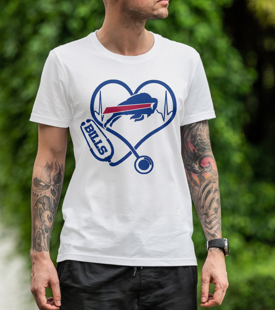 Buffalo Bills Stethoscope Heartbeat T-Shirt