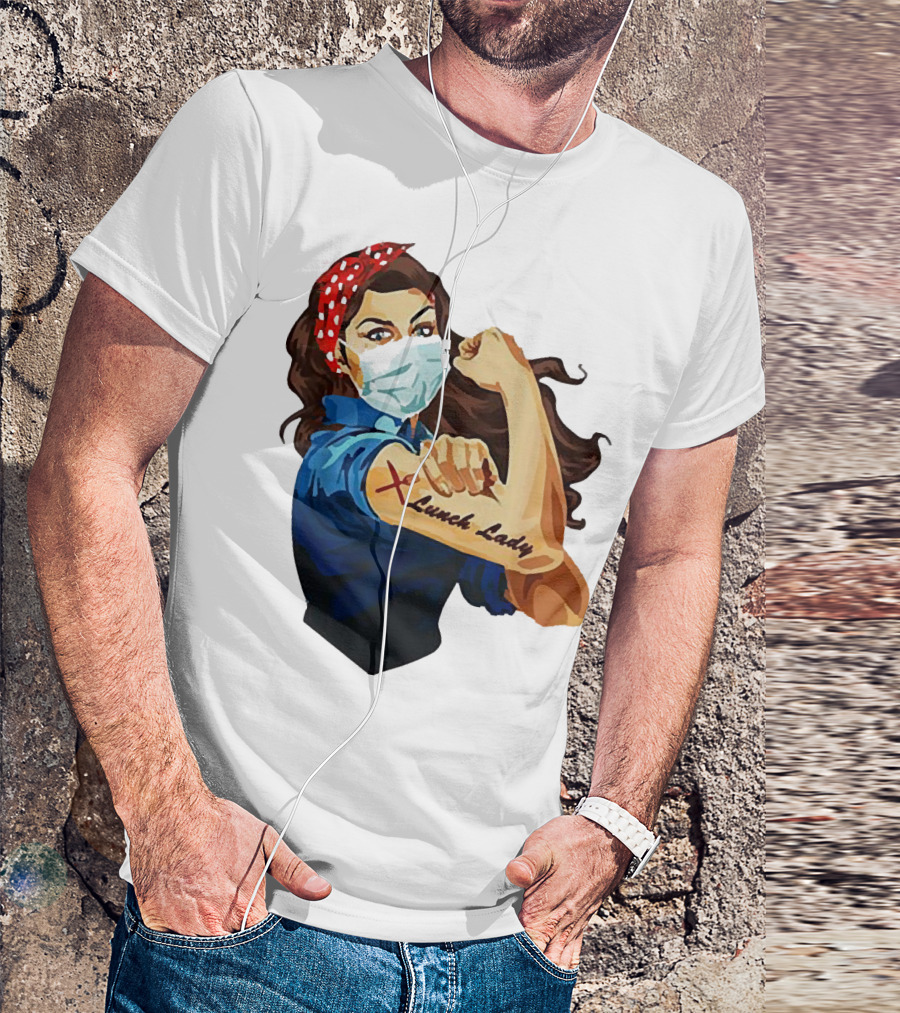 Strong Woman Masked Tattoo Lunch Lady Empowerment T-Shirt