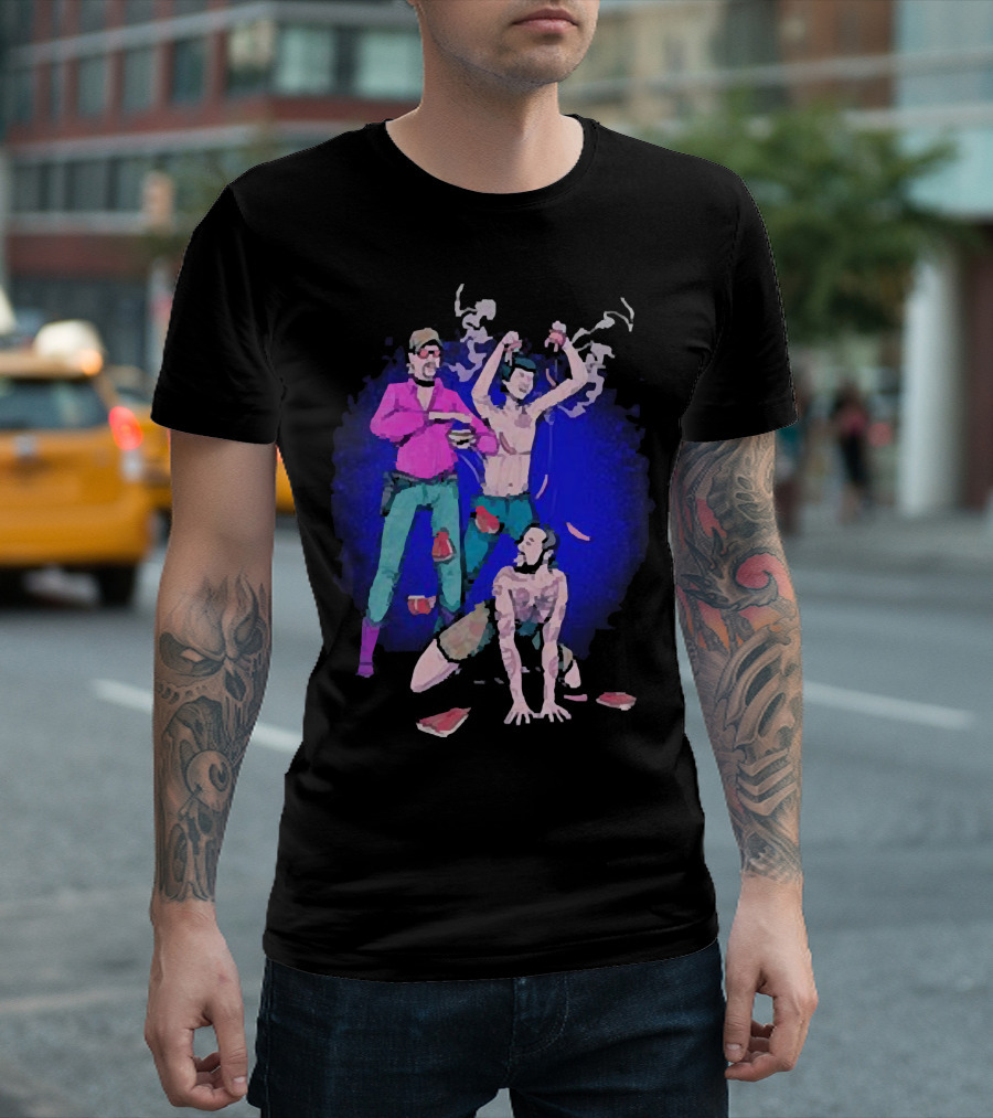Expired Meat Honeymoon Fine Tattooed Figures in Dance with Floating Meat T-Shirt