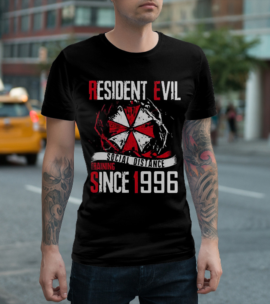 Resident Evil Social Distance Training Umbrella Logo Since 1996 T-Shirt