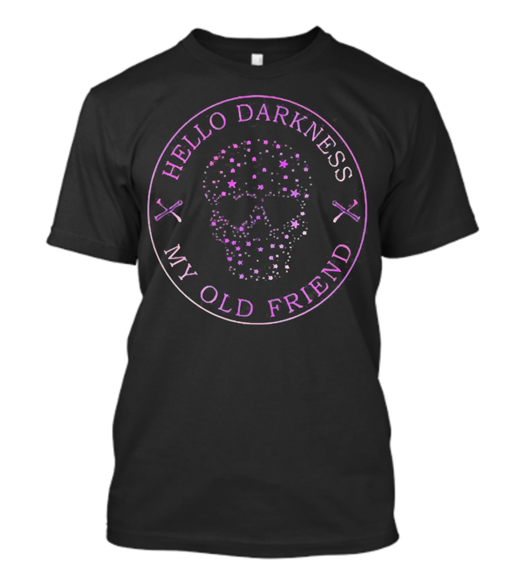 Hello Darkness My Old Friend Starry Skull Bling T-Shirt