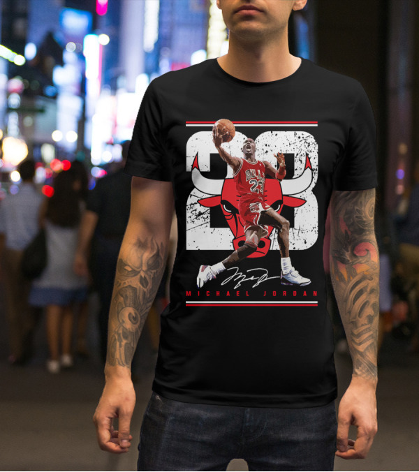 Michael Jordan Bulls 23 Iconic Dunk Signature T-Shirt
