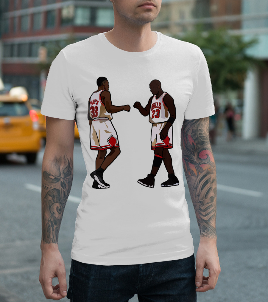 Michael Jordan Scottie Pippen 23 33 Chicago Bulls NBA Throwback T-Shirt