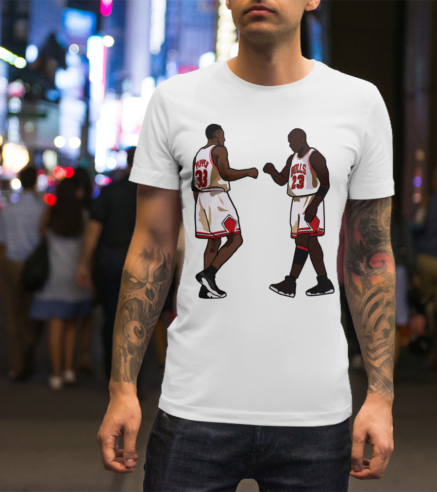 Michael Jordan Scottie Pippen 23 33 Chicago Bulls NBA Throwback T-Shirt