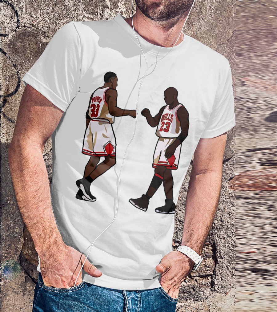 Michael Jordan Scottie Pippen 23 33 Chicago Bulls NBA Throwback T-Shirt