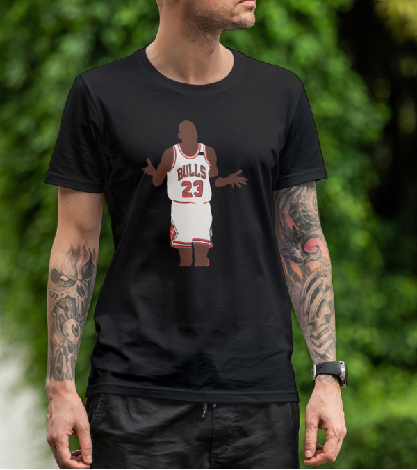 Bulls 23 Michael Jordan Shoulder Shrug T-Shirt