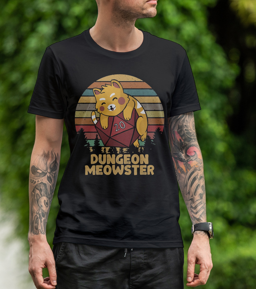 Dungeon Meowster Cat With D20 Dice T-Shirt