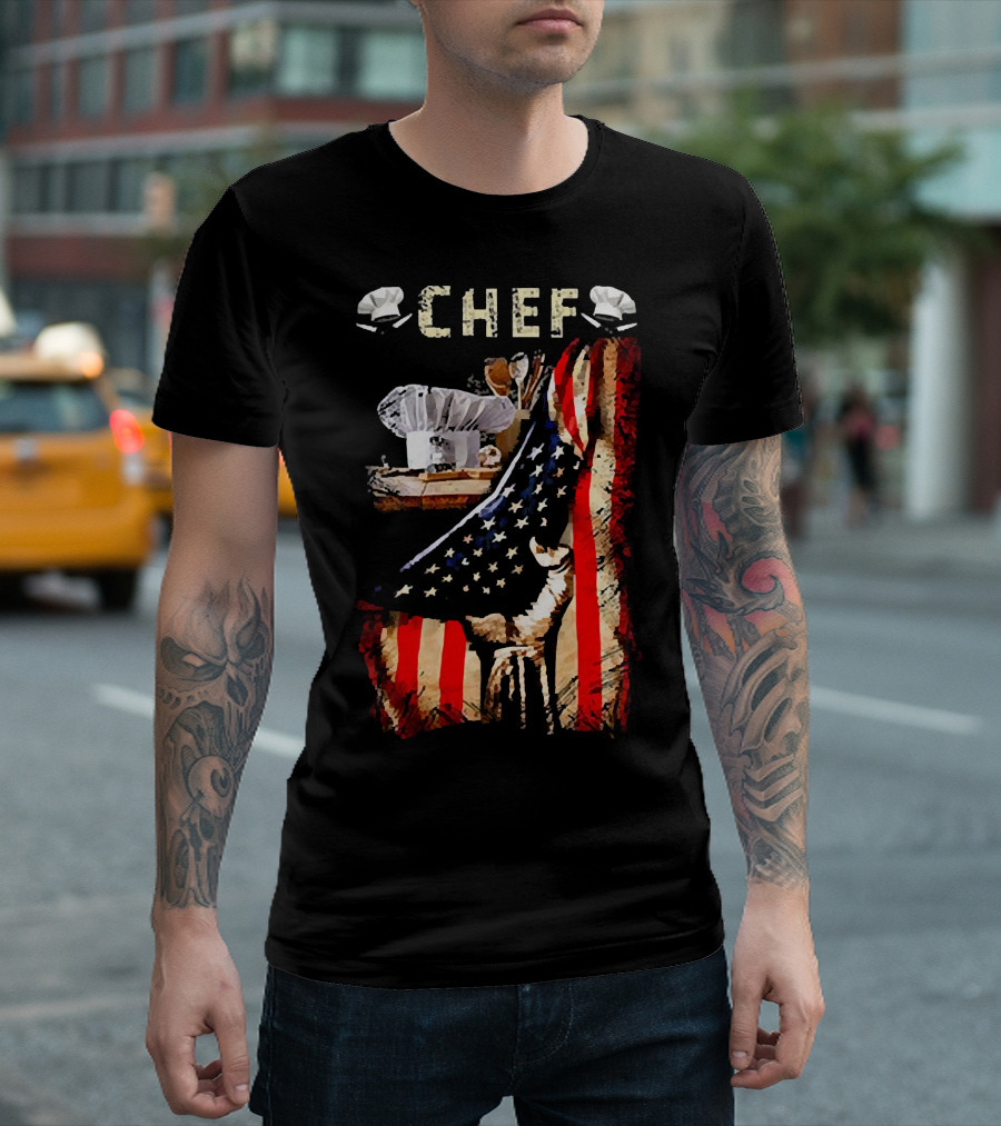 CHEF Proud American Flag Culinary Passion T-Shirt