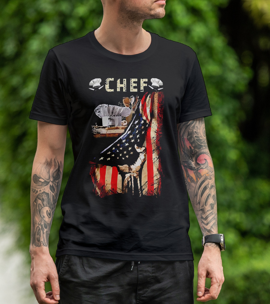 CHEF Proud American Flag Culinary Passion T-Shirt