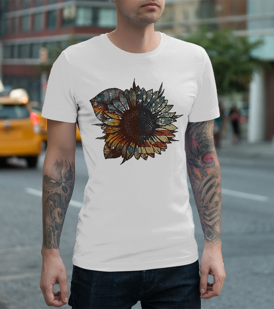 Sunflower American Flag T-Shirt