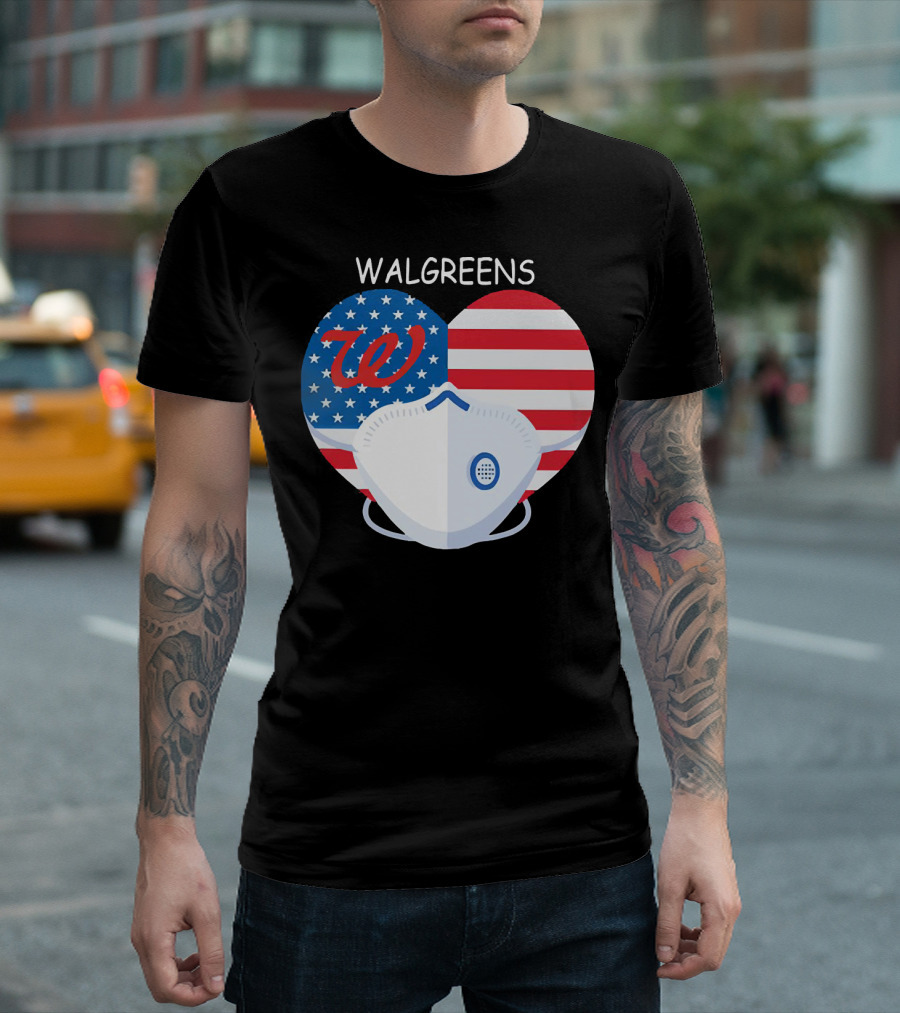 Walgreens Heart American Flag Face Mask T-Shirt
