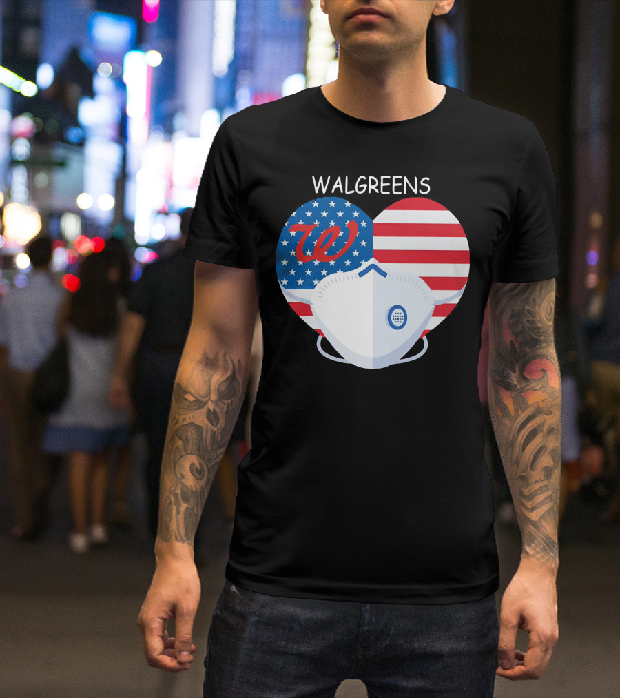 Walgreens Heart American Flag Face Mask T-Shirt