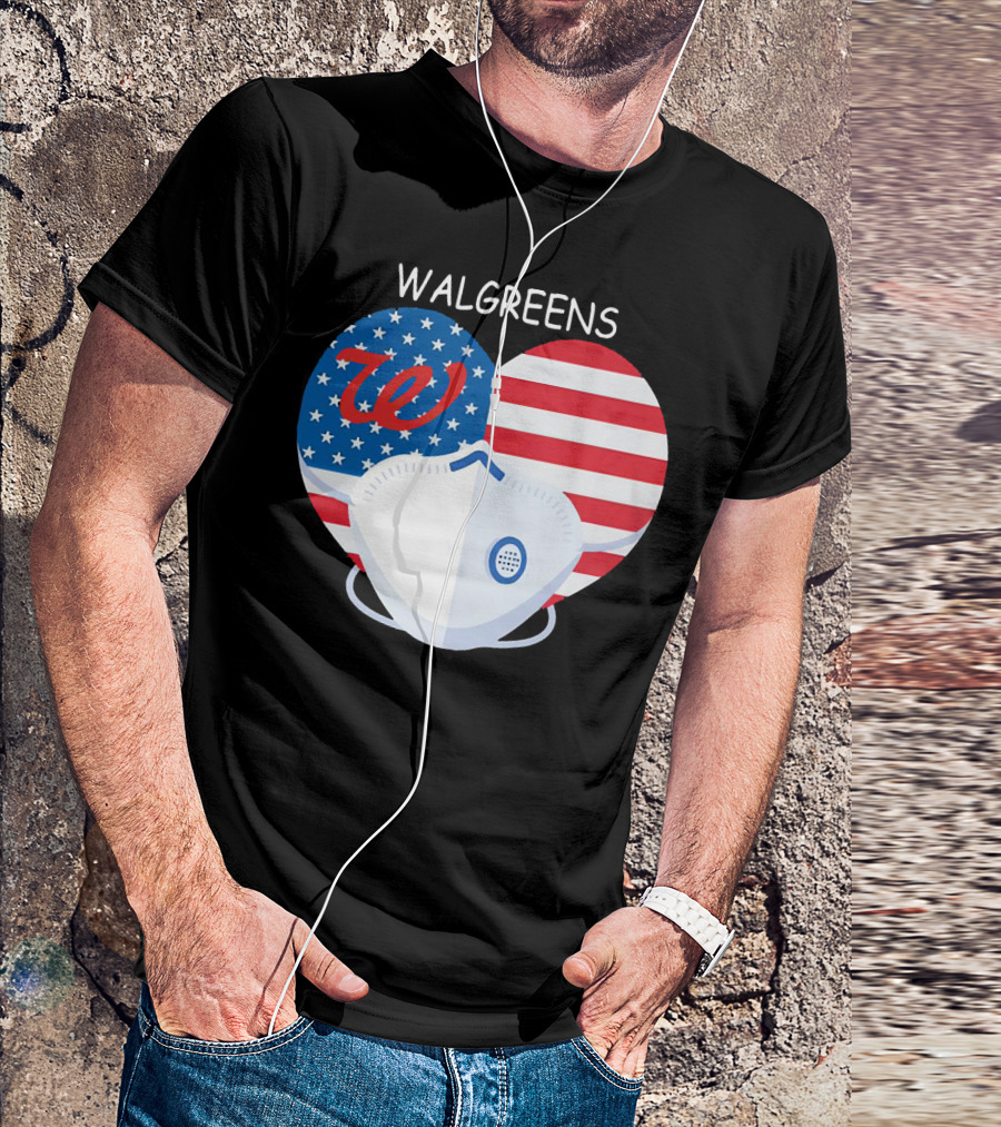 Walgreens Heart American Flag Face Mask T-Shirt