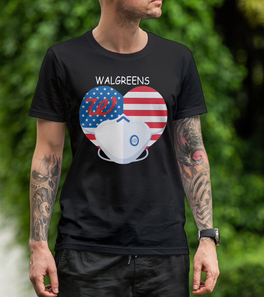 Walgreens Heart American Flag Face Mask T-Shirt