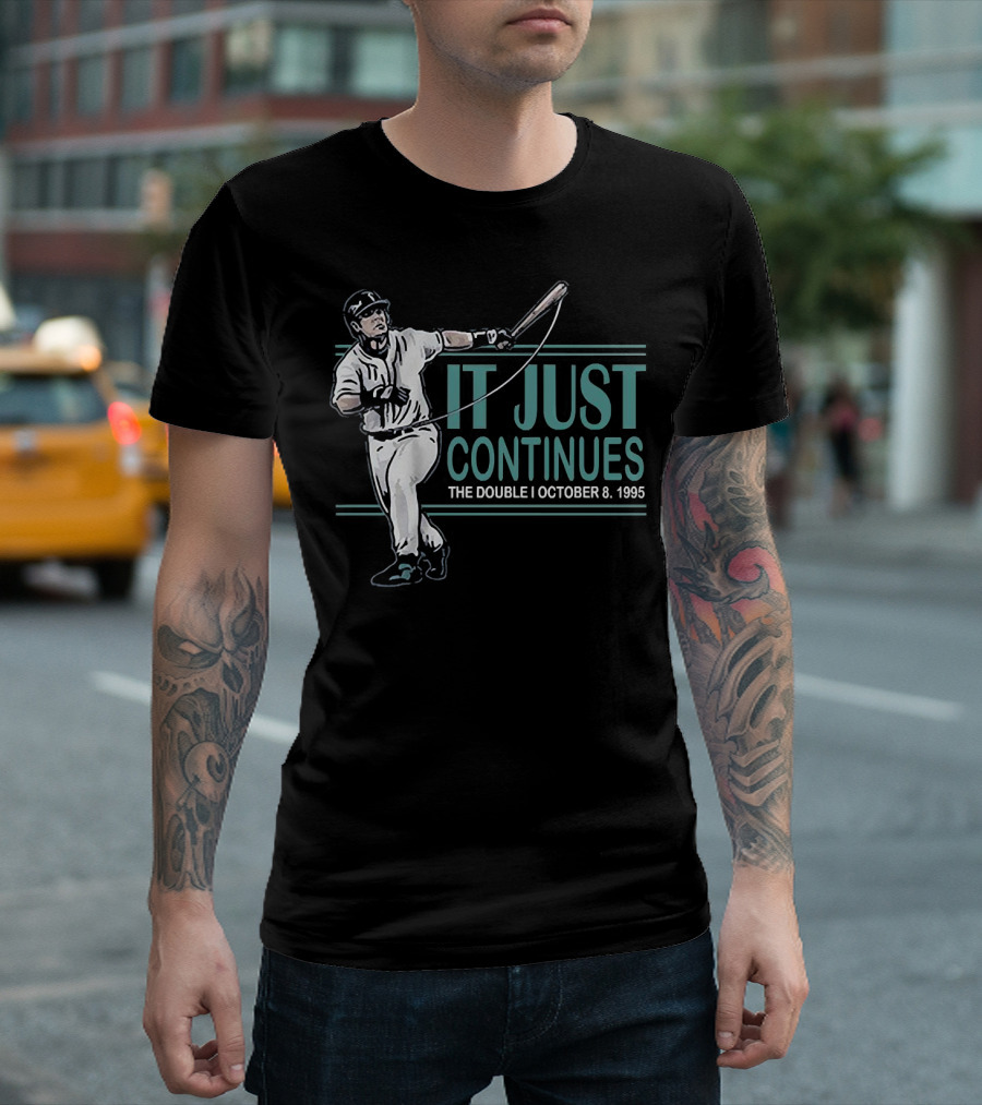 IT JUST CONTINUES The Double I October 8 1995 Baseball Player T-Shirt