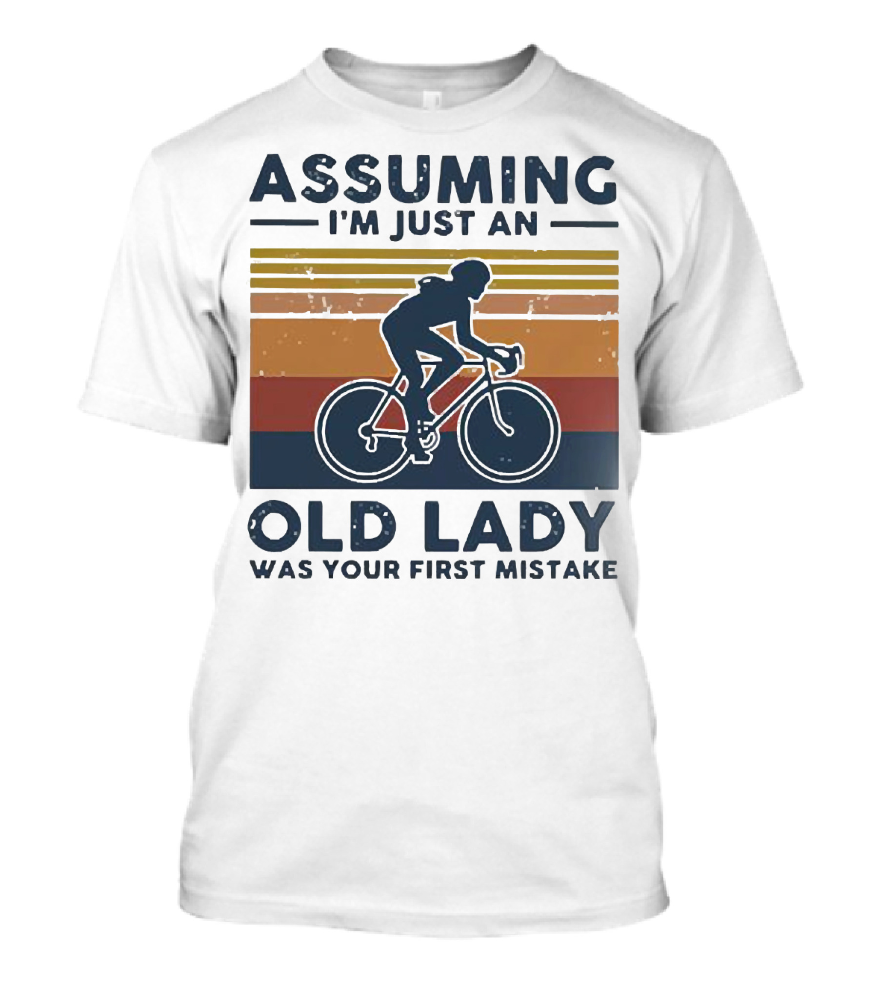 Assuming I'm Just An Old Lady Was Your First Mistake Cycling Retro Vintage Stripes T-Shirt