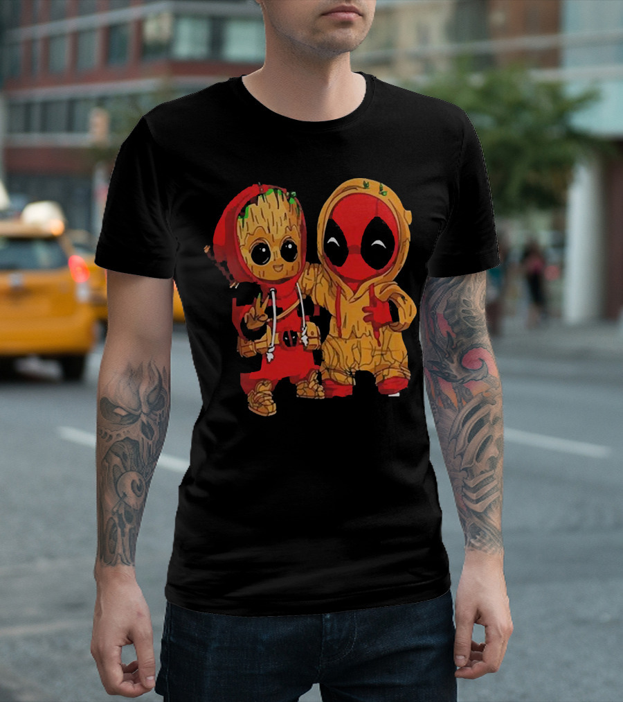 BABY GROOT AND BABY DEADPOOL HOODIE FRIENDS T-Shirt
