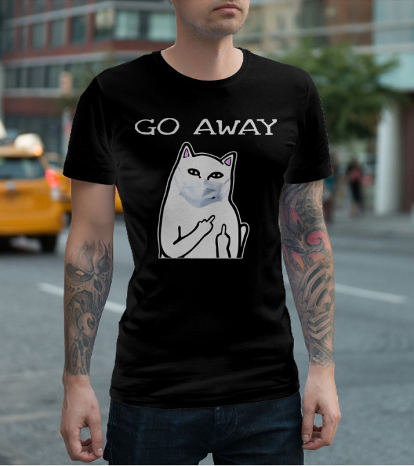 Go Away Cat White Mask T-Shirt