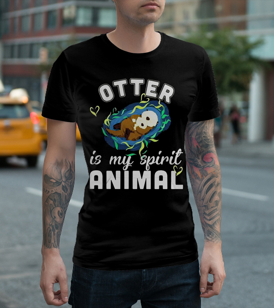 OTTER Is My Spirit Animal Playful Heart T-Shirt
