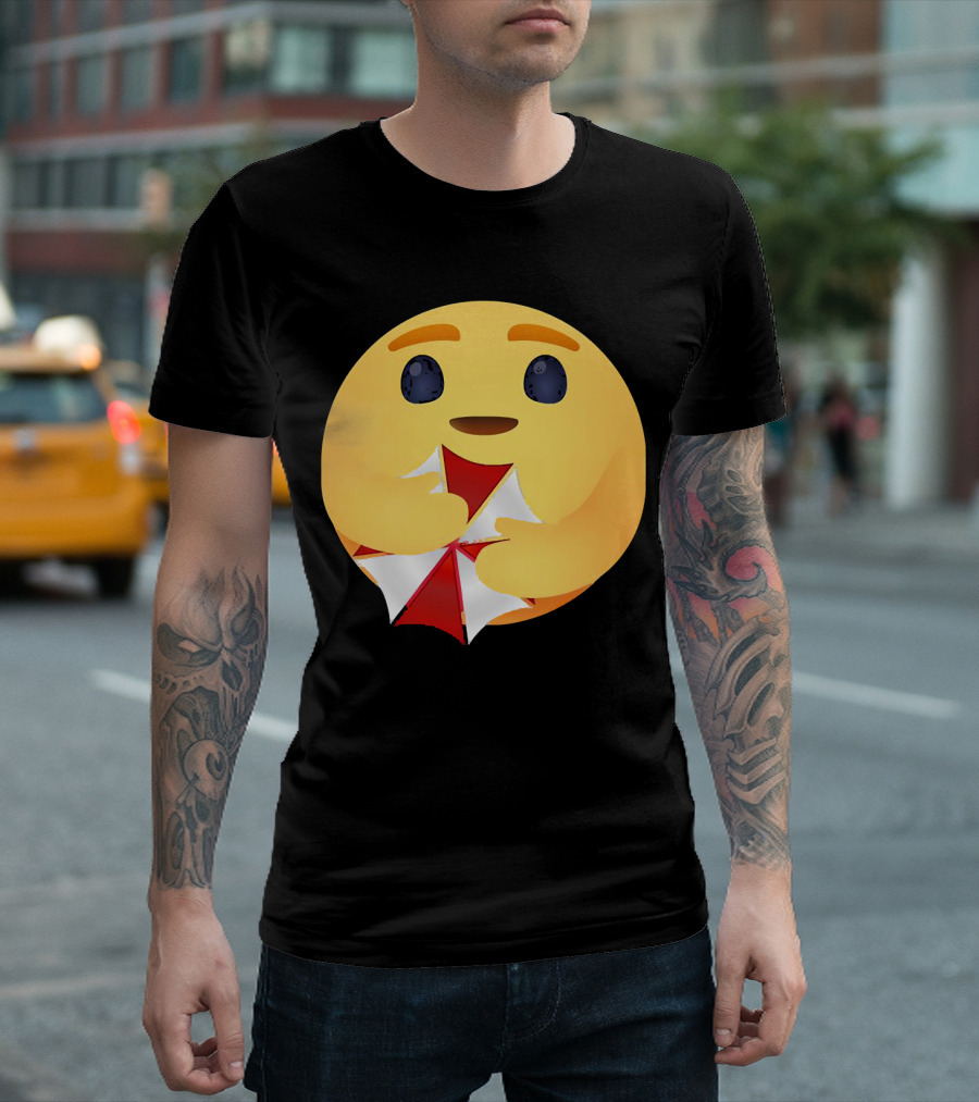 Facebook Care Emoji Embrace with Red Parasol T-Shirt