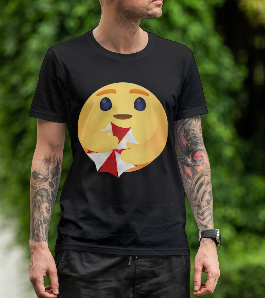 Facebook Care Emoji Embrace With Red Parasol T-Shirt
