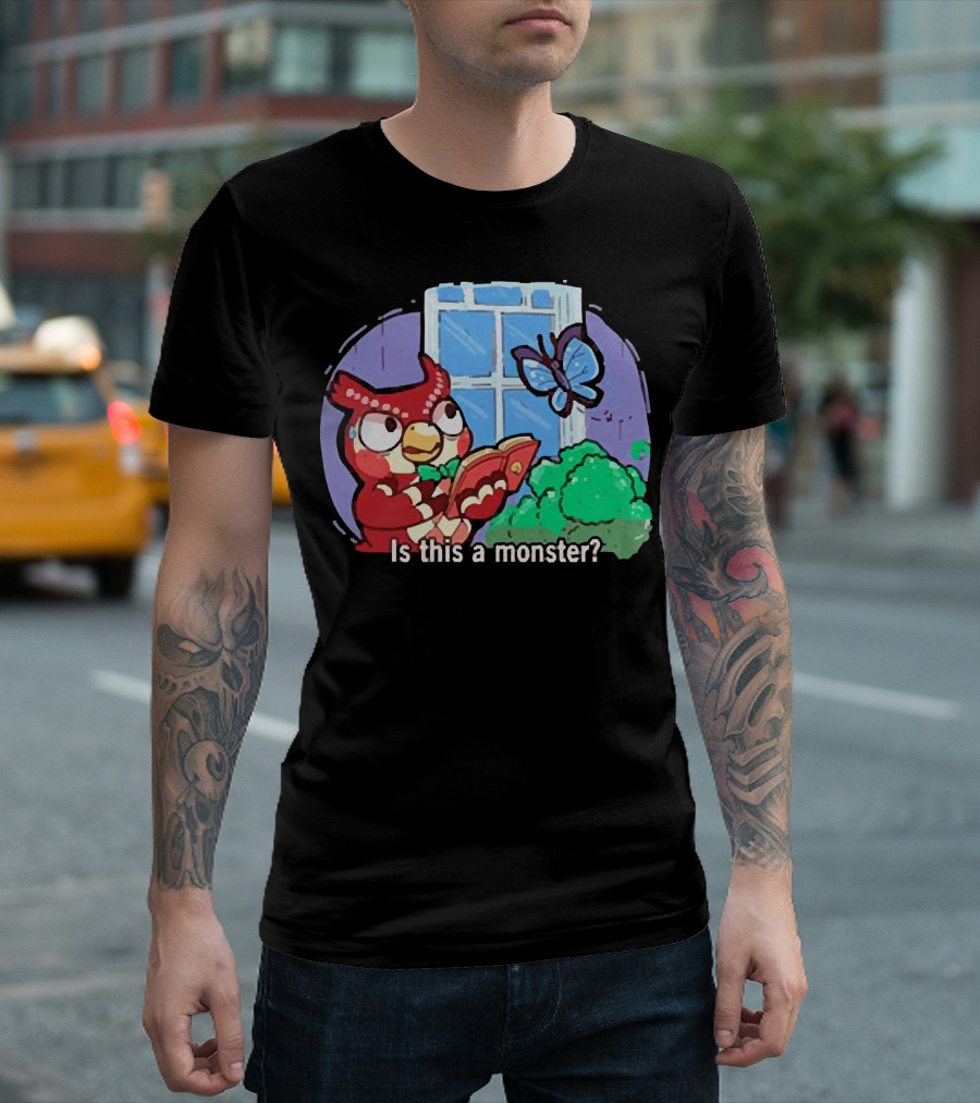 Owl Is This A Monster With Book And Butterfly By Window T-Shirt