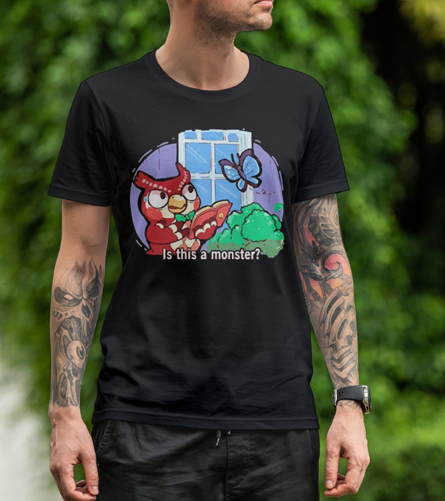 Owl Is This A Monster With Book And Butterfly By Window T-Shirt