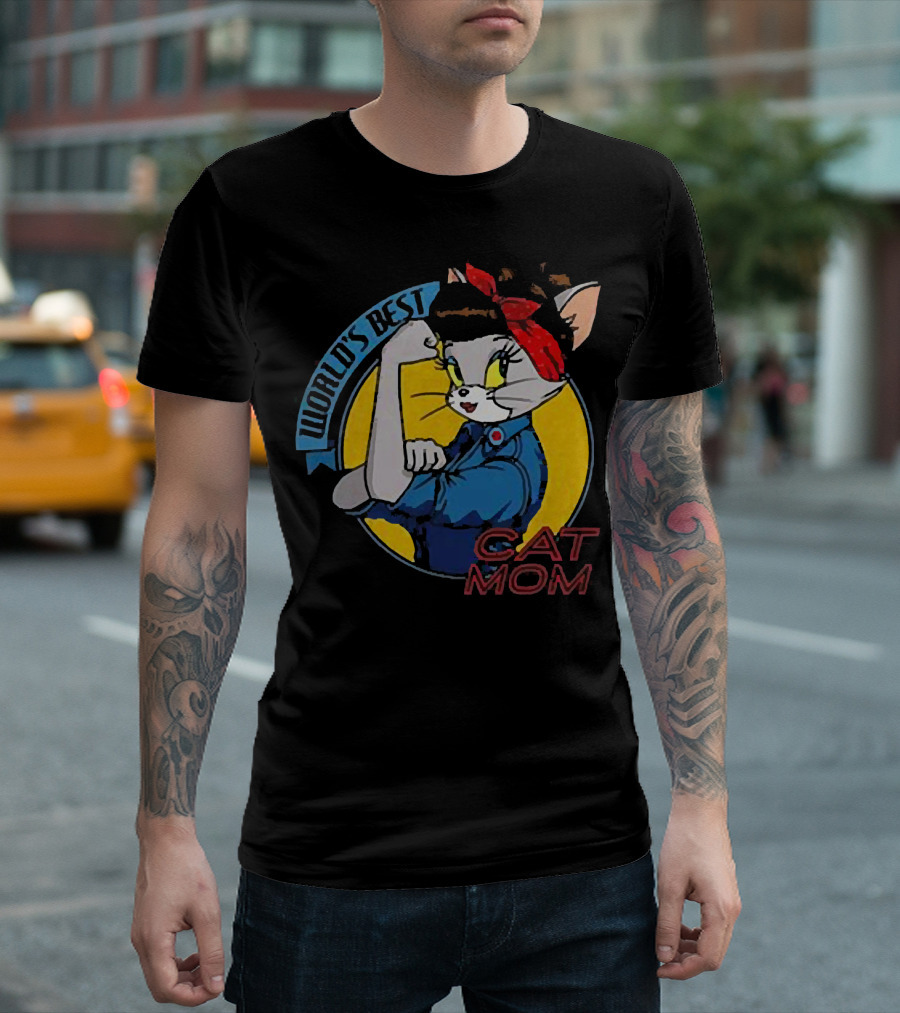 World's Best Cat Mom Rosie the Riveter T-Shirt