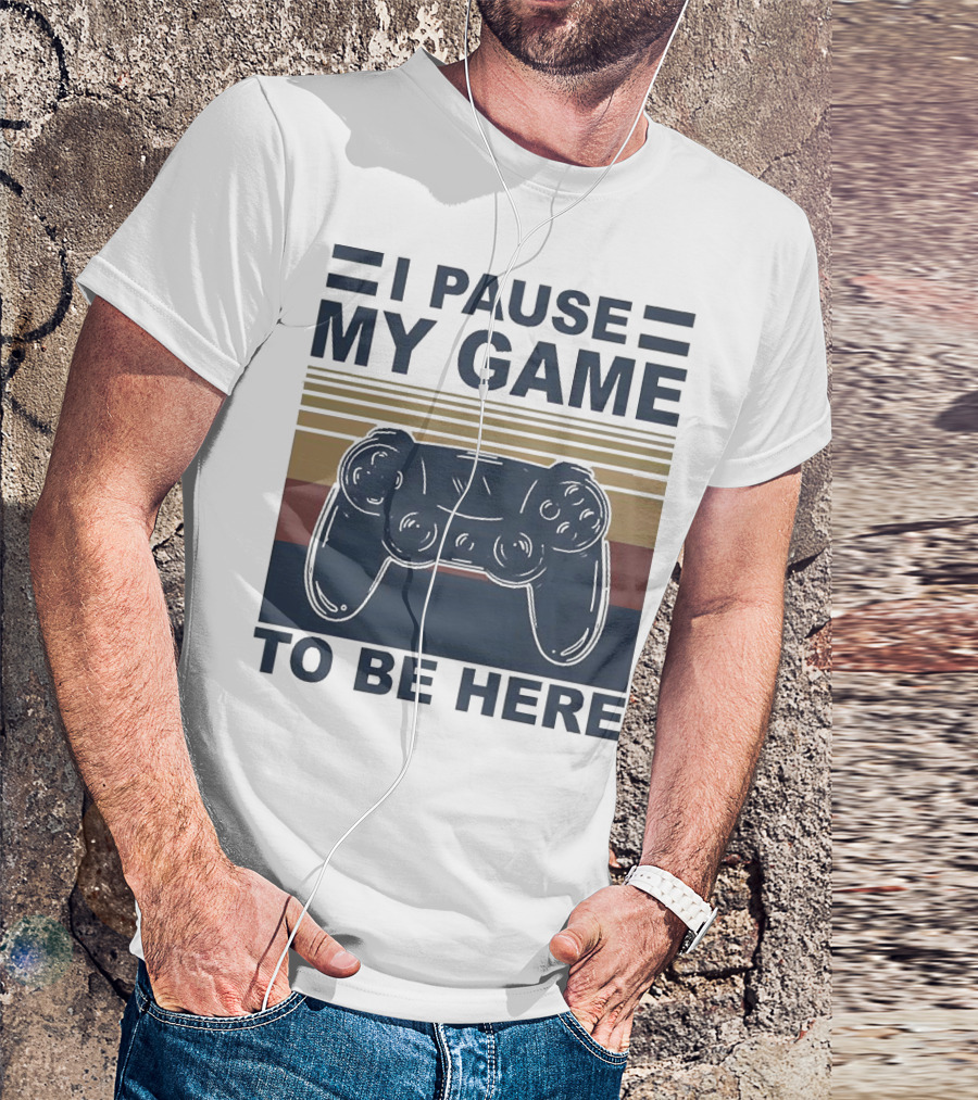 I Pause My Game To Be Here Game Controller Retro Stripe T-Shirt