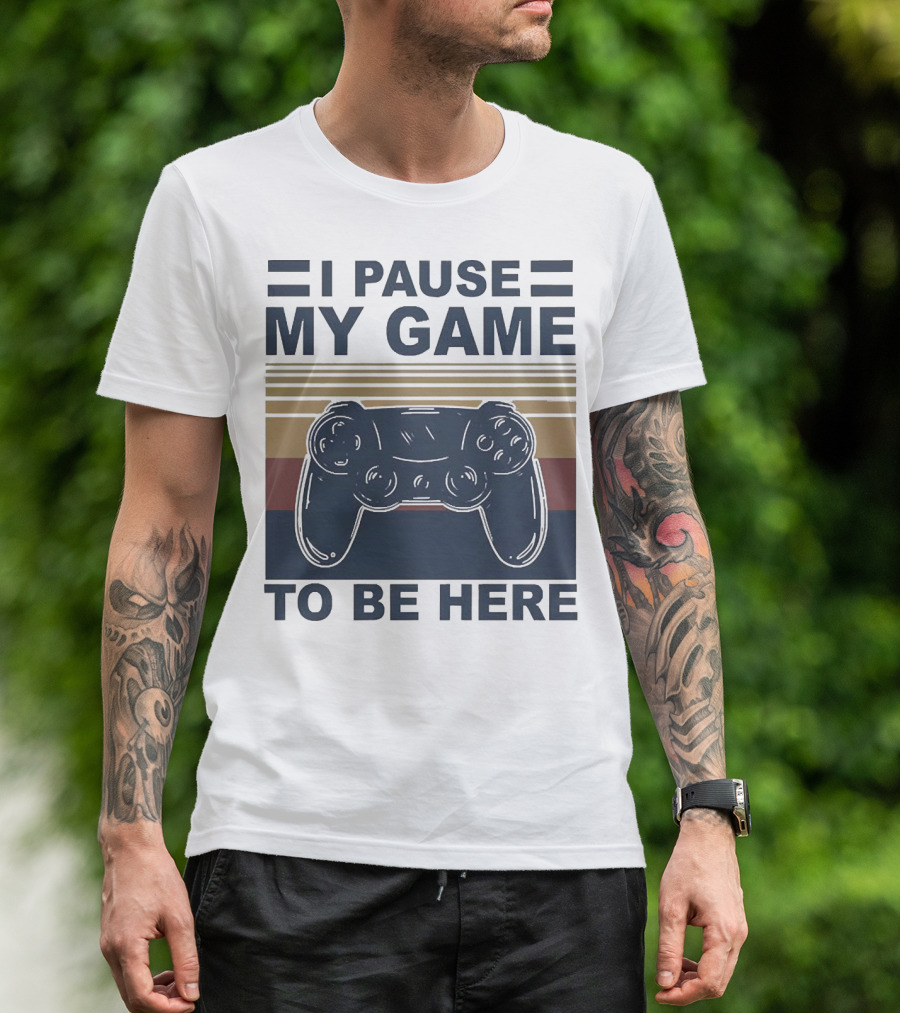 I Pause My Game To Be Here Game Controller Retro Stripe T-Shirt