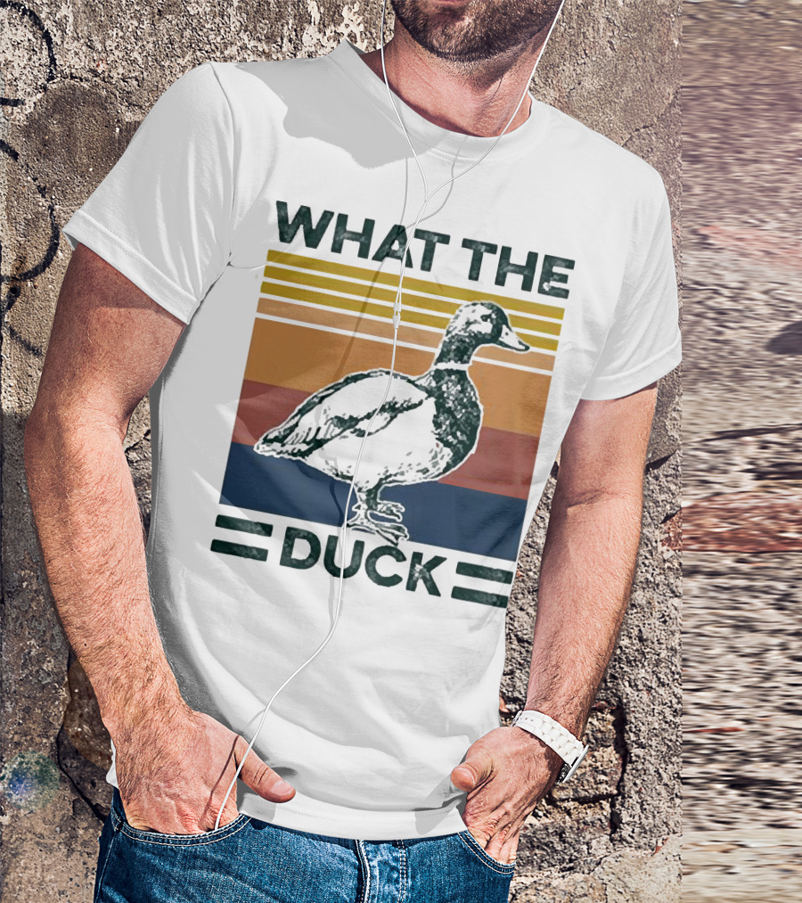 What The Duck Vintage Style Retro Stripes Duck Image T-Shirt