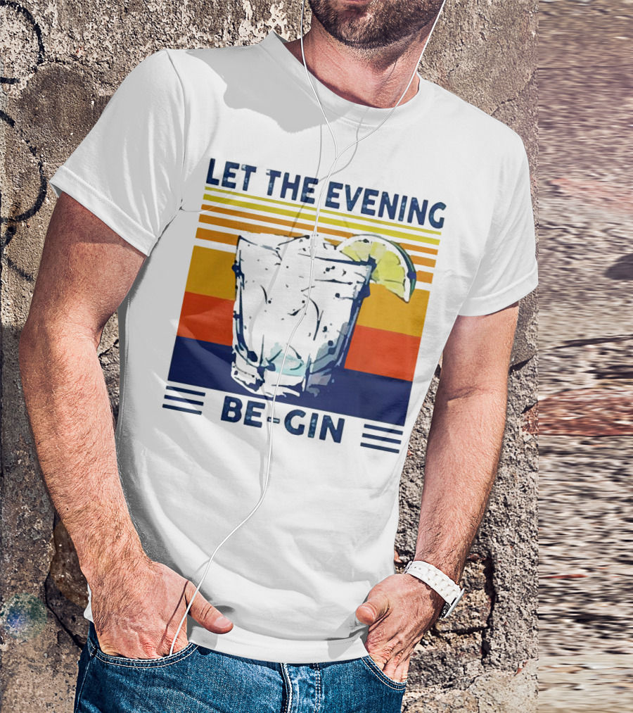 Let The Evening Be-Gin Retro Cocktail Glass And Lime T-Shirt