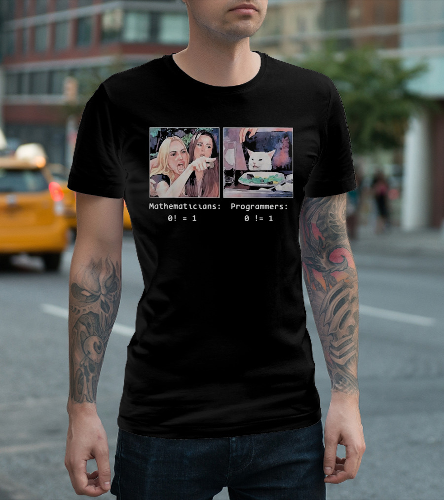 Mathematicians 0 = 1 Yelling at Programmers 0 = 1 Meme T-Shirt