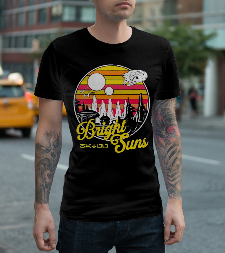 Bright Suns Star Wars Inspired Galactic Sunset Scene T-Shirt