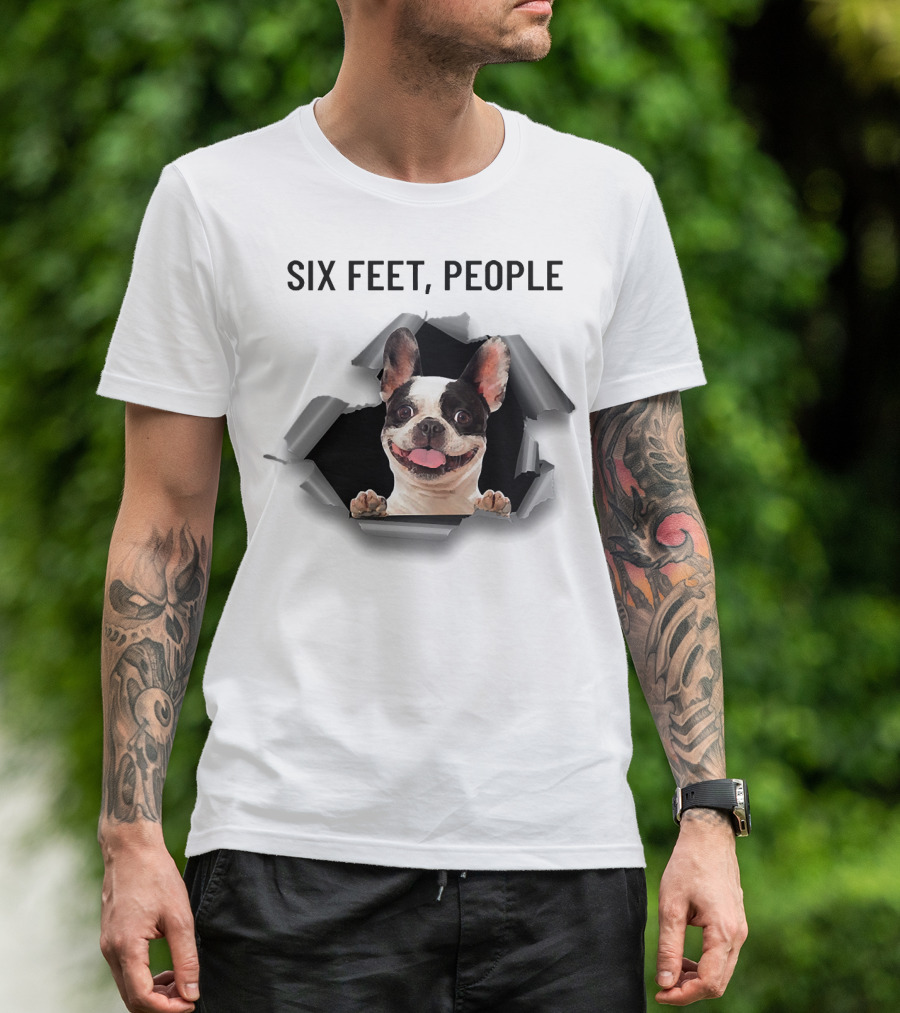 French Bulldog Breaking Through Six Feet People Ripper T-Shirt